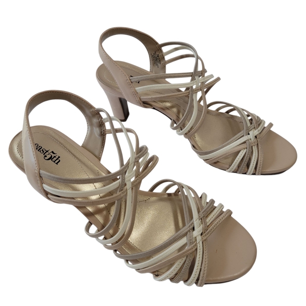 East 5th EF NOVAH Tan Strappy Slink Back Sandals Sz 9M Breathable Comfort Prom